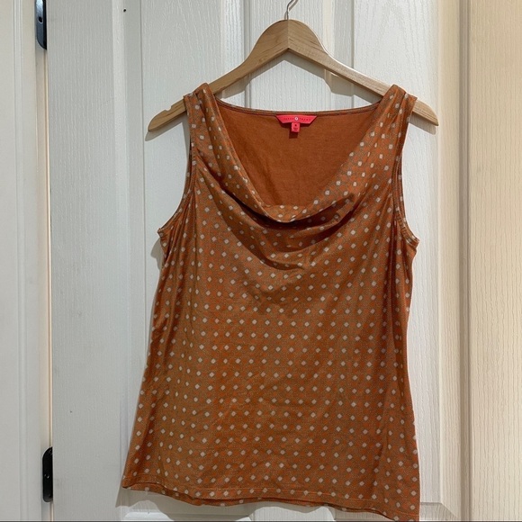 IT Designer Tank Top Blouse Geometric Rust Orange Women Medium Like New Summer - Picture 2 of 8